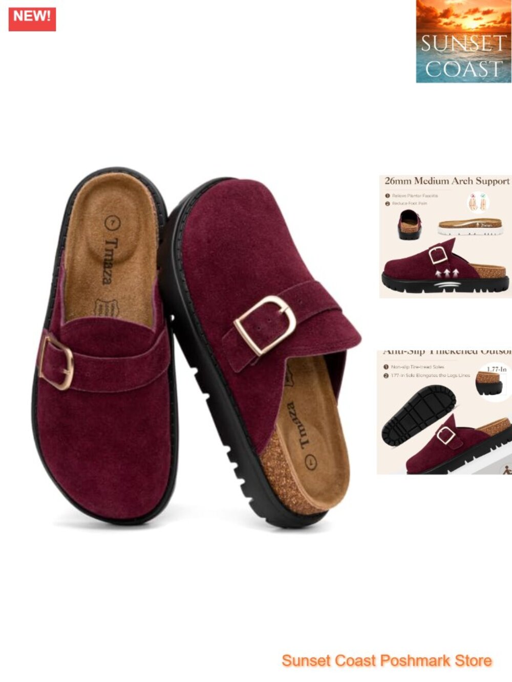 Women's Suede Platform Clogs Mules Arch Support Closed Toe Slip On Walking